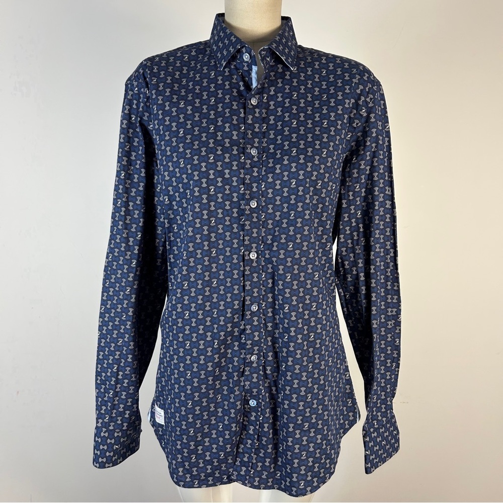 ❤️ A Fish Named Fred Elegant Blue Patterned Men's Shirt M
